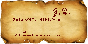 Zelenák Miklós névjegykártya
